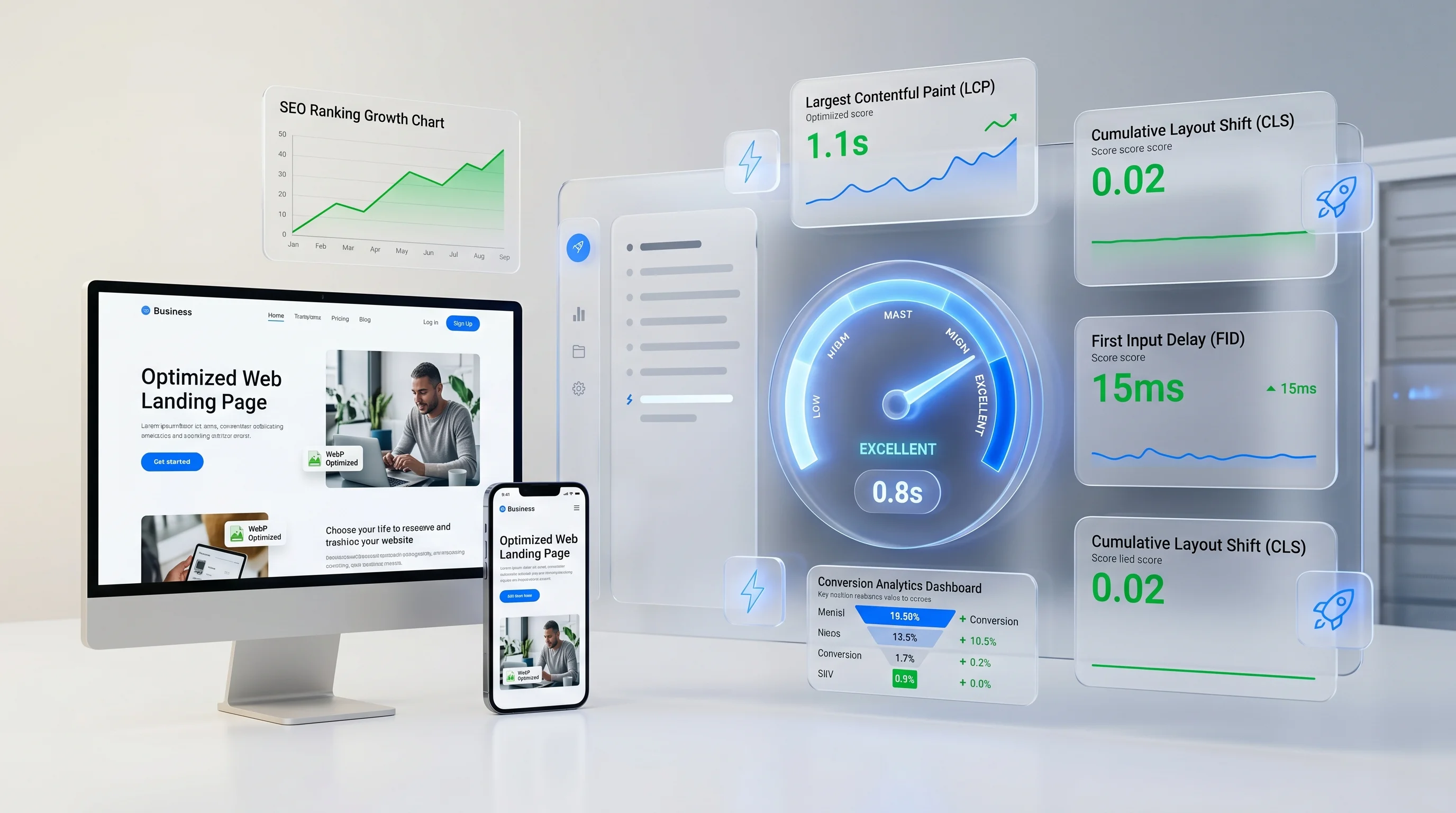 Fast loading website performance dashboard improving SEO and conversions