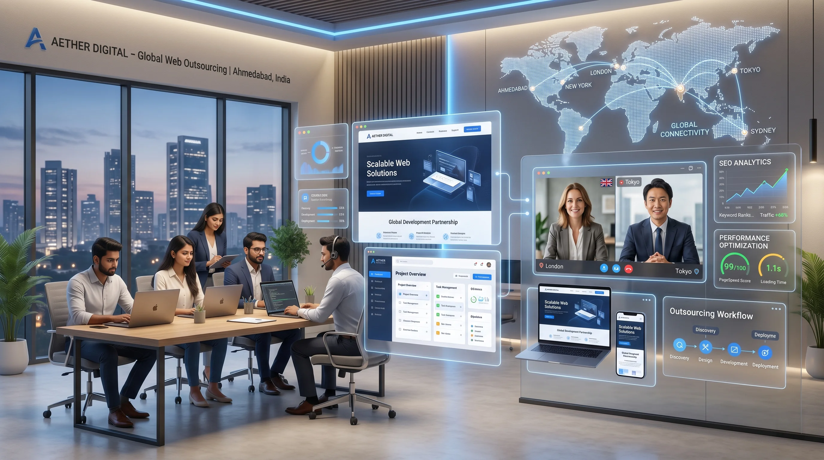 Indian web development team collaborating with global businesses in 2026